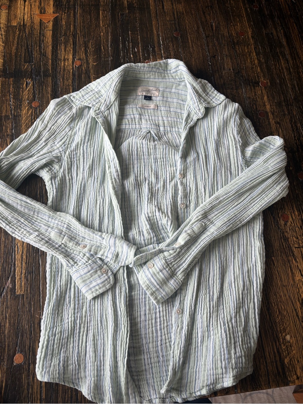 Universal Thread Light Green blue Striped Shirt Jacket
